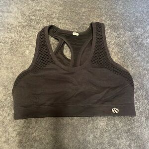Black sports bra with mesh detail back
